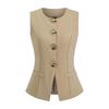Женский блейзер-жилет, нарядный, деловой, без рукавов, жилет от костюма, повседневный, на пуговицах, для офисной работы, жилет-топ