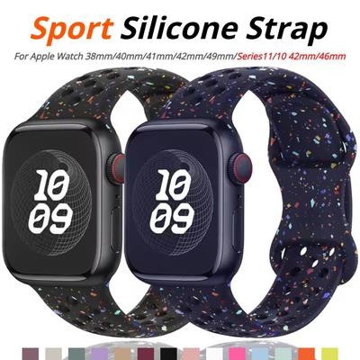 Спортивный ремешок для Apple Watch Series11 42мм 46мм Ремешок 10 9 8 7 41мм 45мм 6 SE 5 40мм 44мм Мягкий силиконовый сменный браслет IWatch Ultra 3 2 49мм