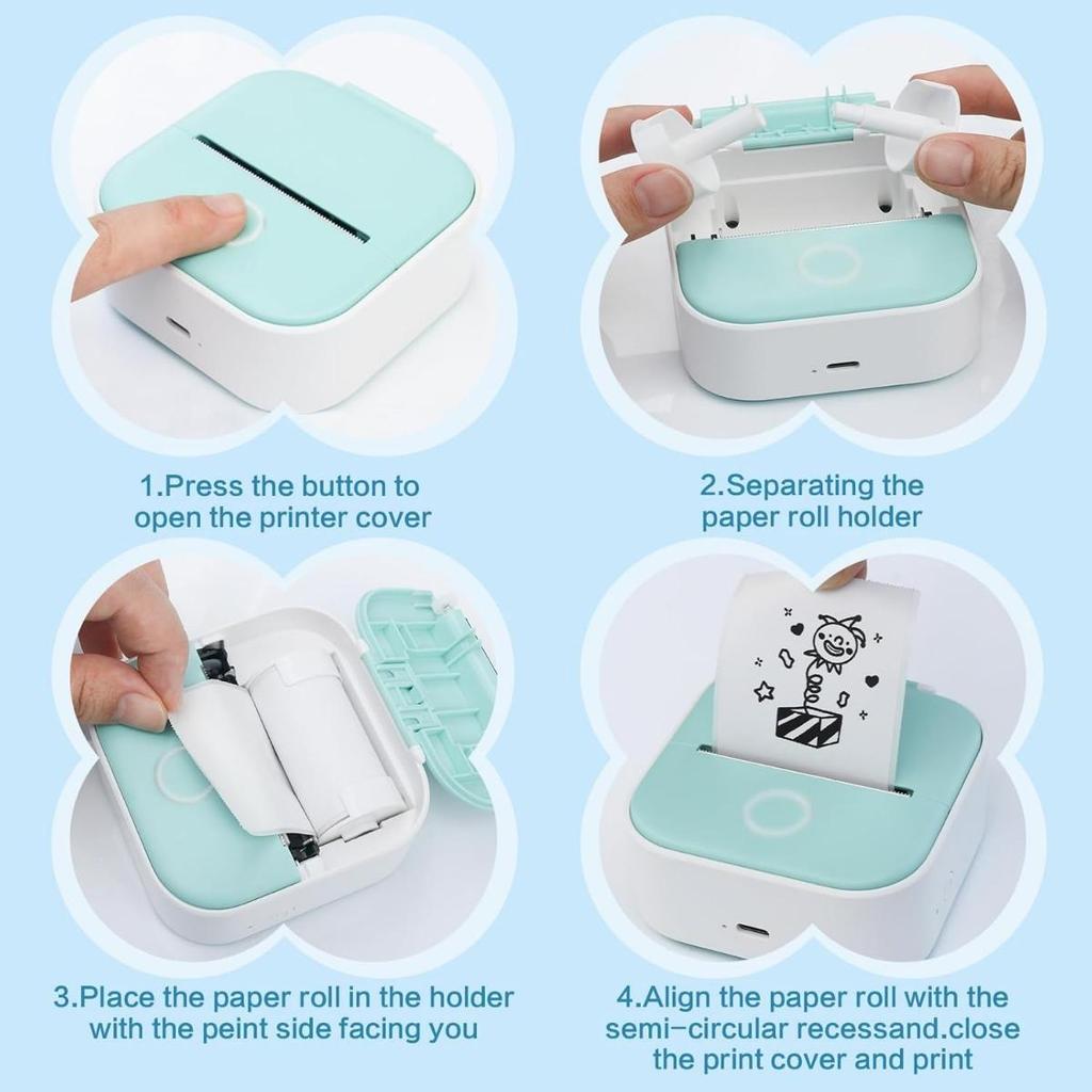 Бумага для термопринтера 53 мм x 3,75 м, Белая, Мини-самоклеящаяся бумага для принтера этикеток, Совместимая с мини-термопринтерами T02/M02/M02/M02S PRO/M04AS/M04S