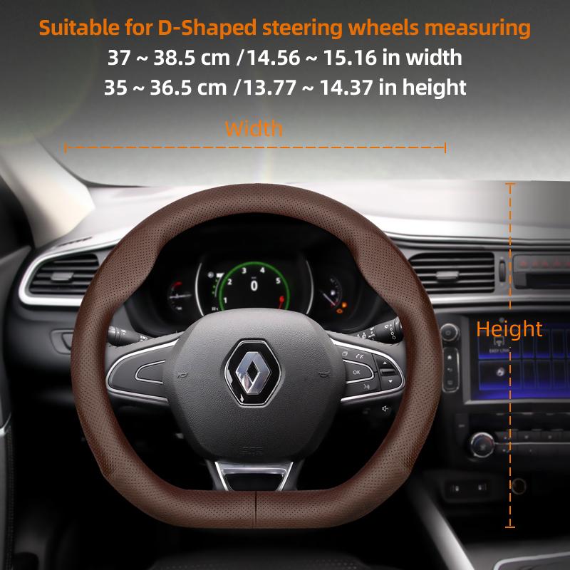 Suitable for Renault Ultra-Thin Breathable Leather Steering Wheel Cover Suitable for Megane 3 2 4 Clio4 5 Captur Trafic Scenic2 Austral Kangoo AA19