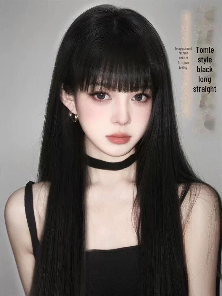 Натуральные длинные прямые парики для женщин - реалистичные, полностью на голове, средней длины, черные