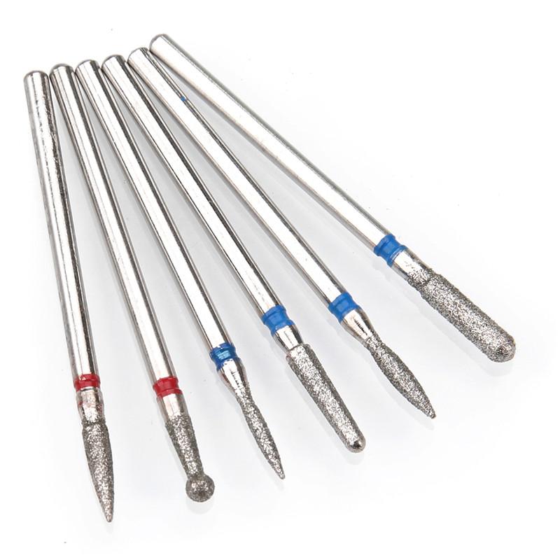 6 шт. алмазные фрезы для ногтей, набор сверл для маникюра, аксессуары для педикюра, электрическая машина, кисточка для ногтей, инструменты для заусенцев