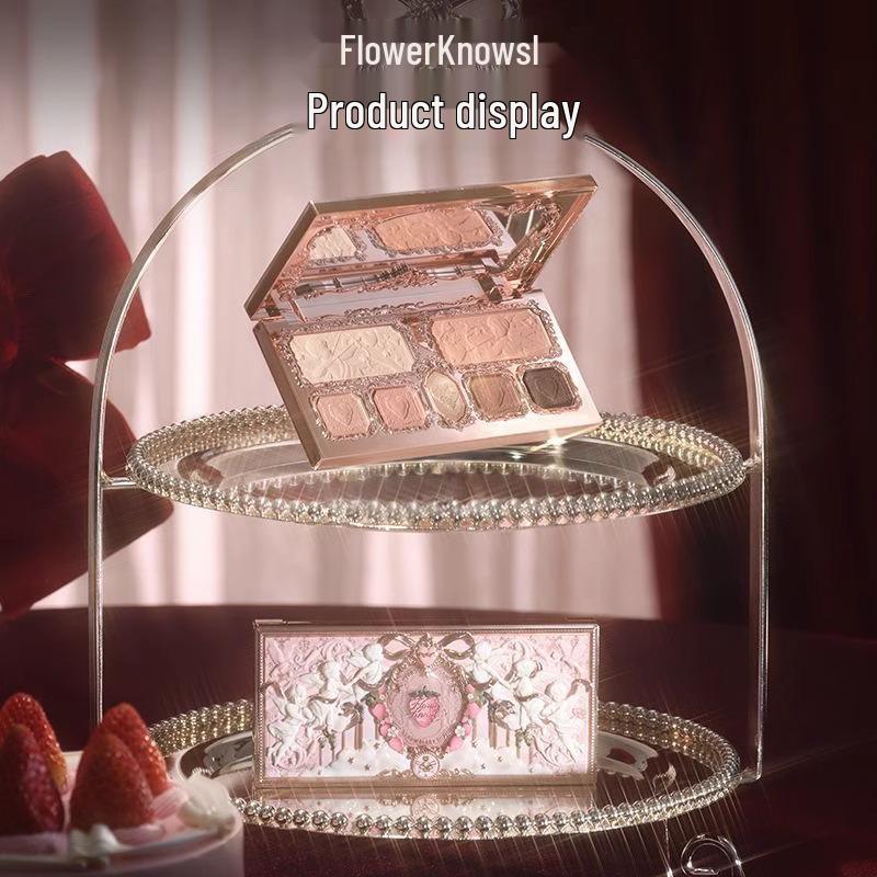 Палетка для лица Hua Zhi Xiao Strawberry Cupid: Легко наносимые тени для век, румяна, хайлайтер с мелкой текстурой пудры.