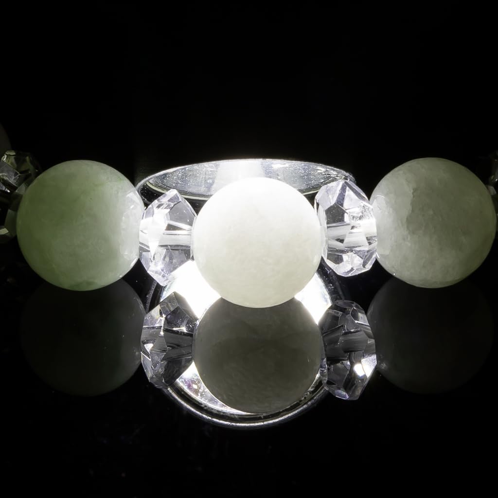 13см Итоигава Натуральный Жадеит Белый с Японским Национальным Дзёмон Камнем Силы Жадеитовая Мастерская Специальный Качество Гарантировано Дерево Павловния ABR0901 (8мм