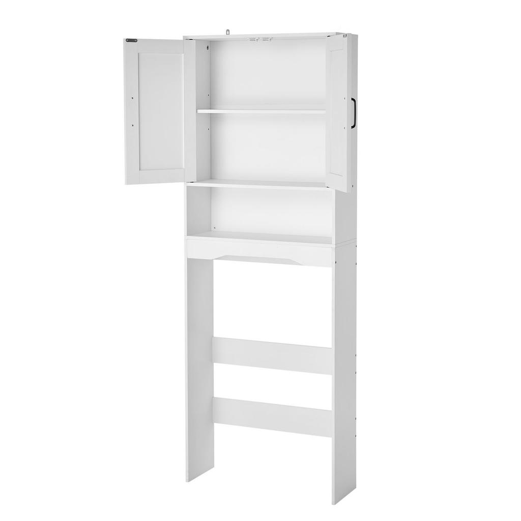 VEVOR Over The Toilet Storage Cabinet, 165.1 cm Height Bathroom Storage Organizer with Double Door and Adjustable Shelf