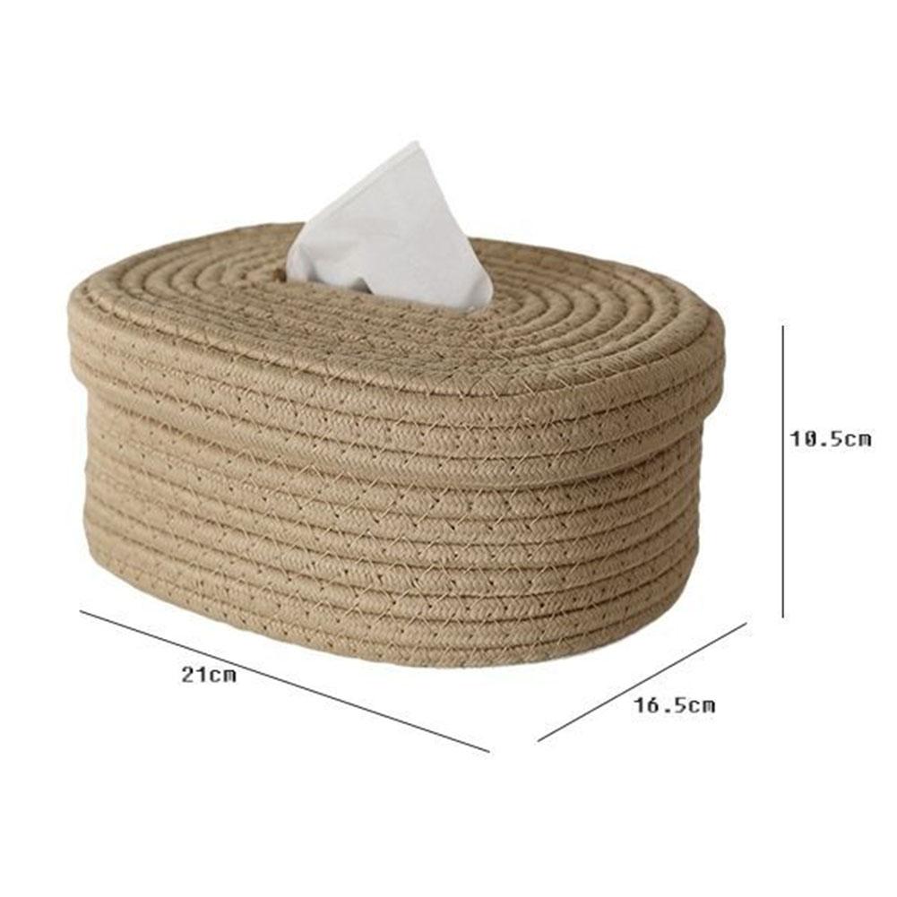 Handmade Nordic Style Tissue Box Rectangular Design Cotton and Hemp Threads Keep Your Tissues Neat and within Reach
