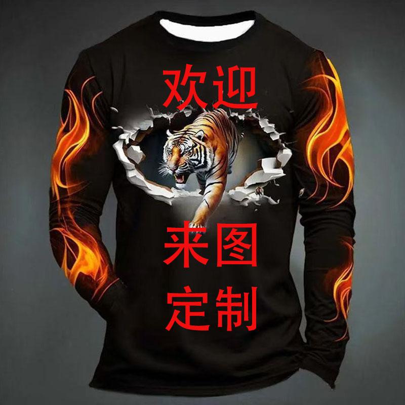 Женская футболка с круглым вырезом, длинным рукавом и 3D-принтом