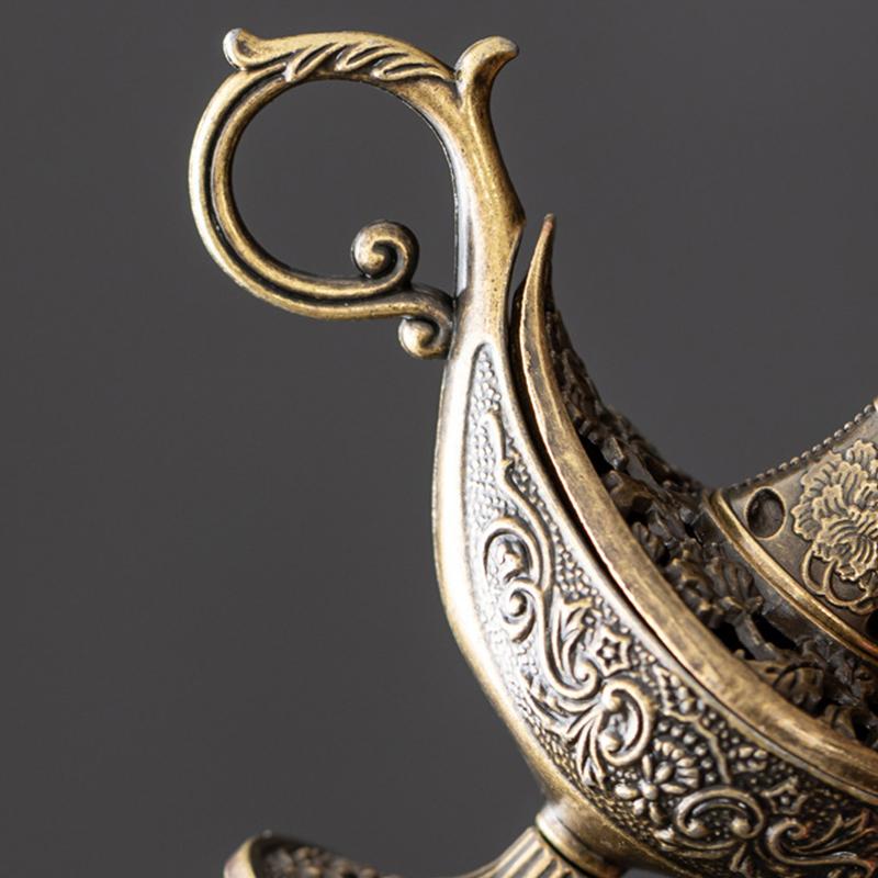 1 шт. Лампа Аладдина Форма Домашний декор Подставка для благовоний Домашний Сложный цветочный дизайн Праздничные подарки