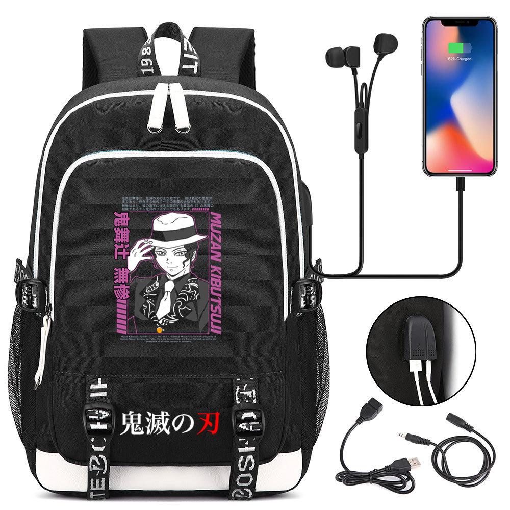 Student Backpack Multi-Function Usb Large-Capacity Travel Bag Ghost Extinguish Peripheral Printing Trend