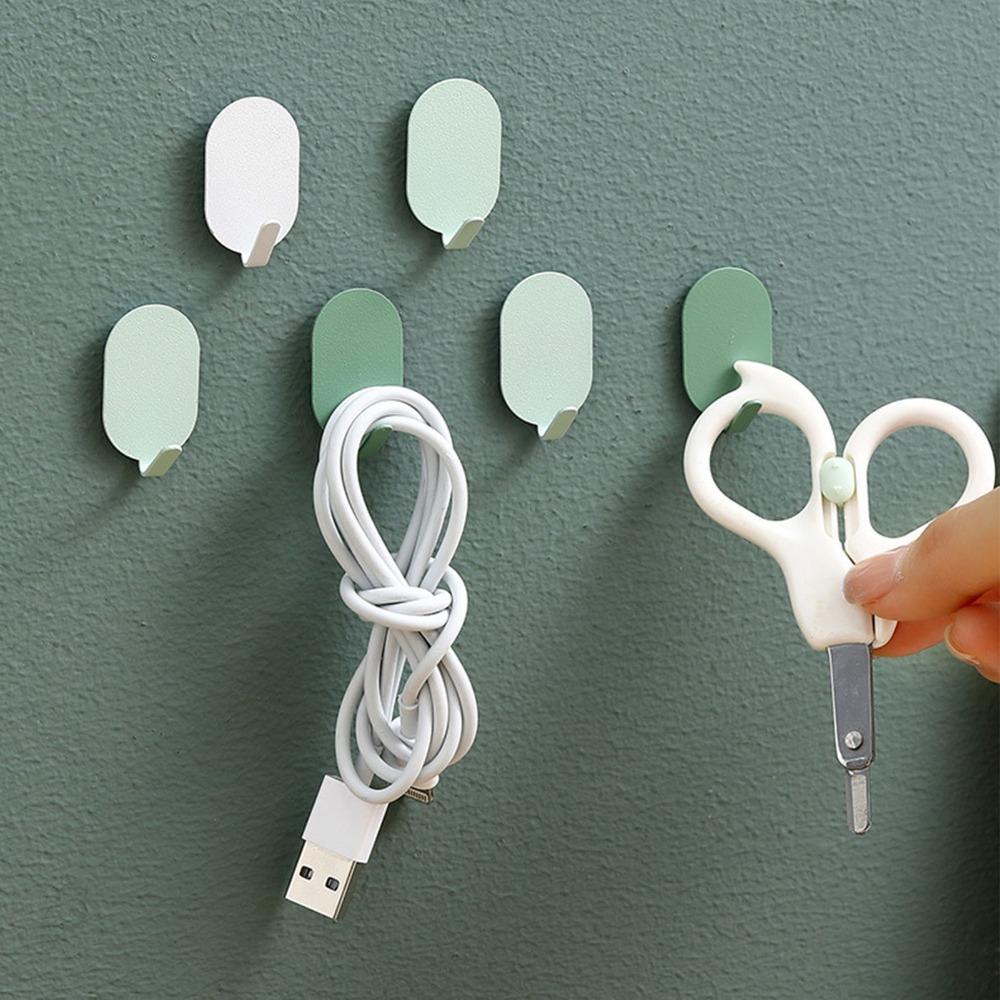 8 PCS White Green Adhesive Hook Iron Robe Hook Durable Coat Hook Home Supply