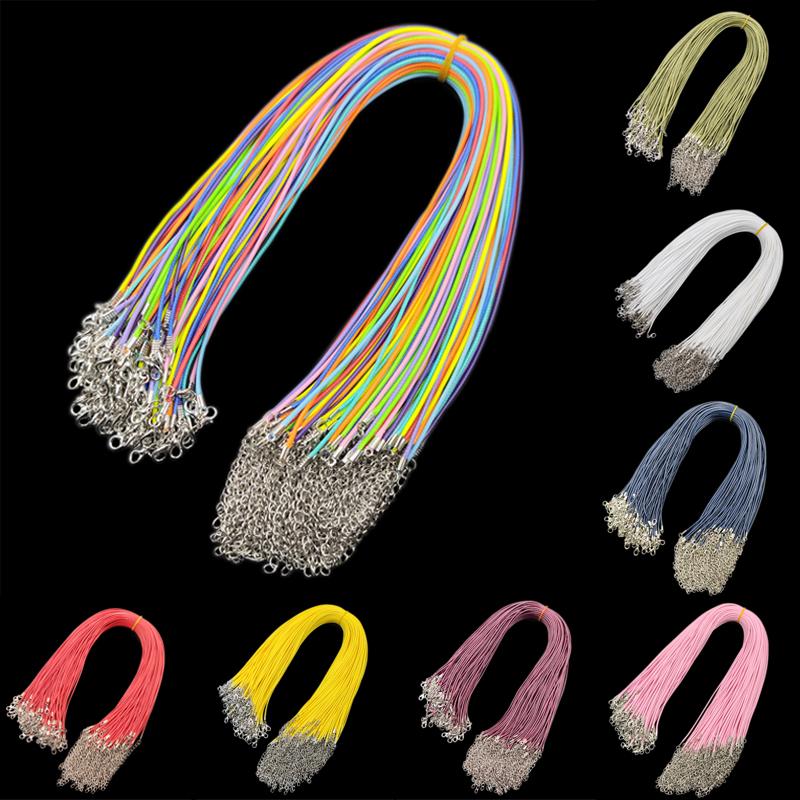 Pendant Charms Findings Necklace Chain Rope 10Pcs 2mm Unisex Lobster Clasp String Cord Fashion 16 Colors Twisted Adjustable Braided PU Leather Beads