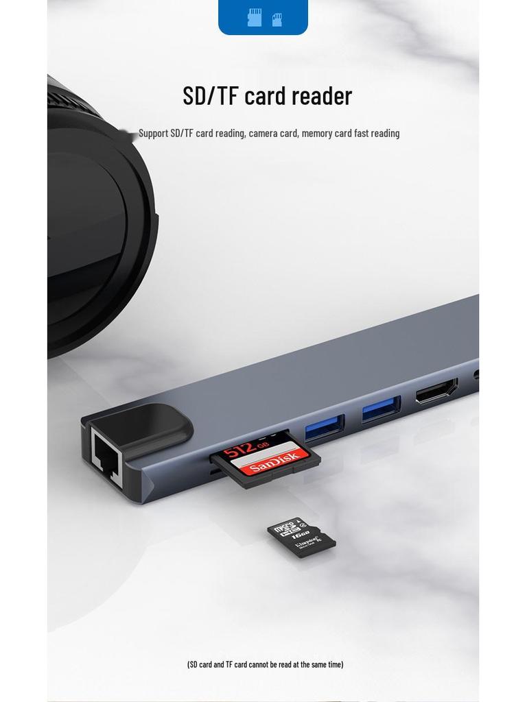 Док-станция расширения 8-в-1 для ноутбуков Apple: Многопортовый хаб с поддержкой USB, сети, Type-C и кардридера