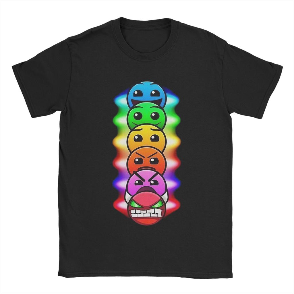 Unisex Unisex Tshirts Runner Geometry Dash Game Funny 100 Cotton Tees Short Sleeve Geometric Dash T Shirt Crew Neck Clothes Summer