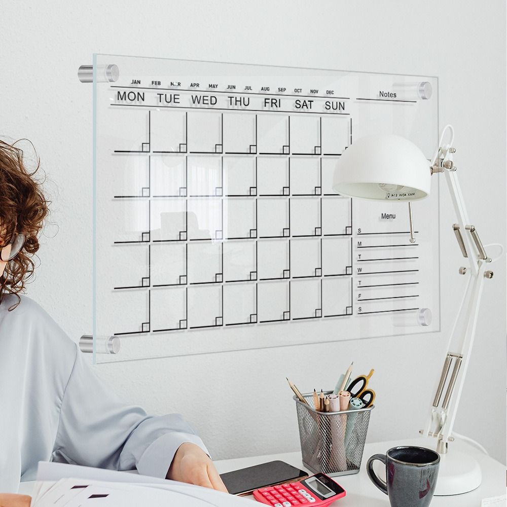 Reusable Monthly Calendar Acrylic Weekly Planner Durable Note Board Office