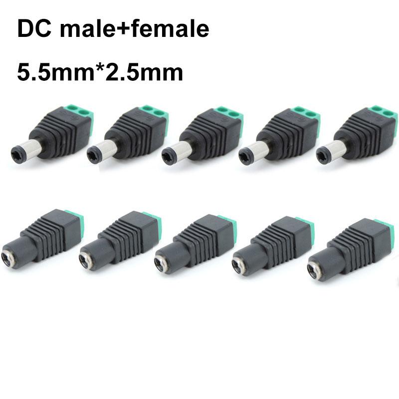 5 шт. 12 В 2,5 x 5,5 мм 5,5*2,5 мм постоянного тока штекер женский разъем адаптера разъем кабеля терминал для камеры видеонаблюдения светодиодный светильник