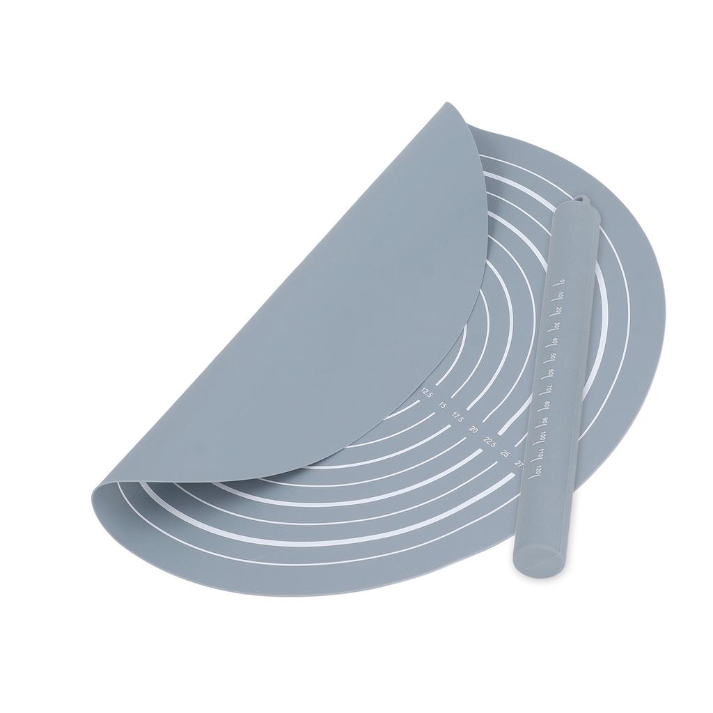 Dough Roller Set with Measurements Silicone Rolling Pin Non Stick Flour Mat for Home Kitchen Dessert Store