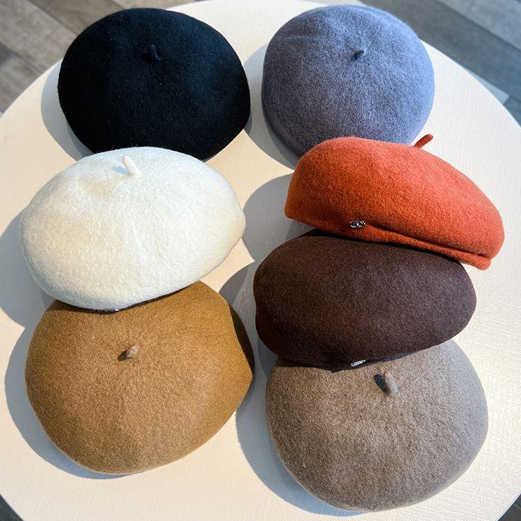 Женская шерстяная шапка-берет, теплая, зимняя, универсальная, кепка газетчика-художника, не растягивается, легкая