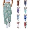 Women's High Waisted Retro Floral Printed Pants With Pockets For Spring And Autumn Wear