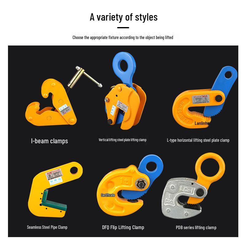 Lifting Clamp for Steel Plates and I-Beams, Vertical & Horizontal, 1 to 5 Ton Capacity