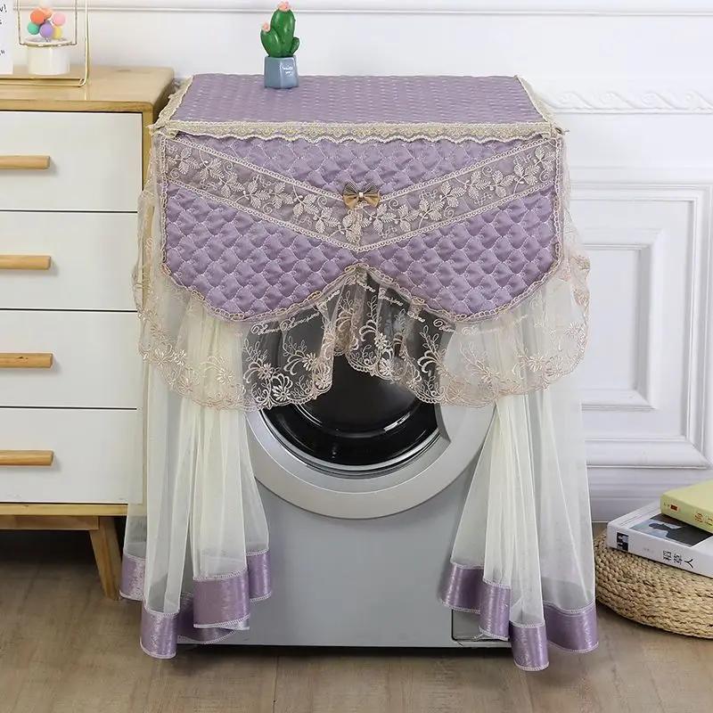 Пылезащитный чехол для стиральной машины с французским барабаном, хит продаж, тканевые чехлы для стиральных машин, синий кружевной пылезащитный чехол для стиральной машины