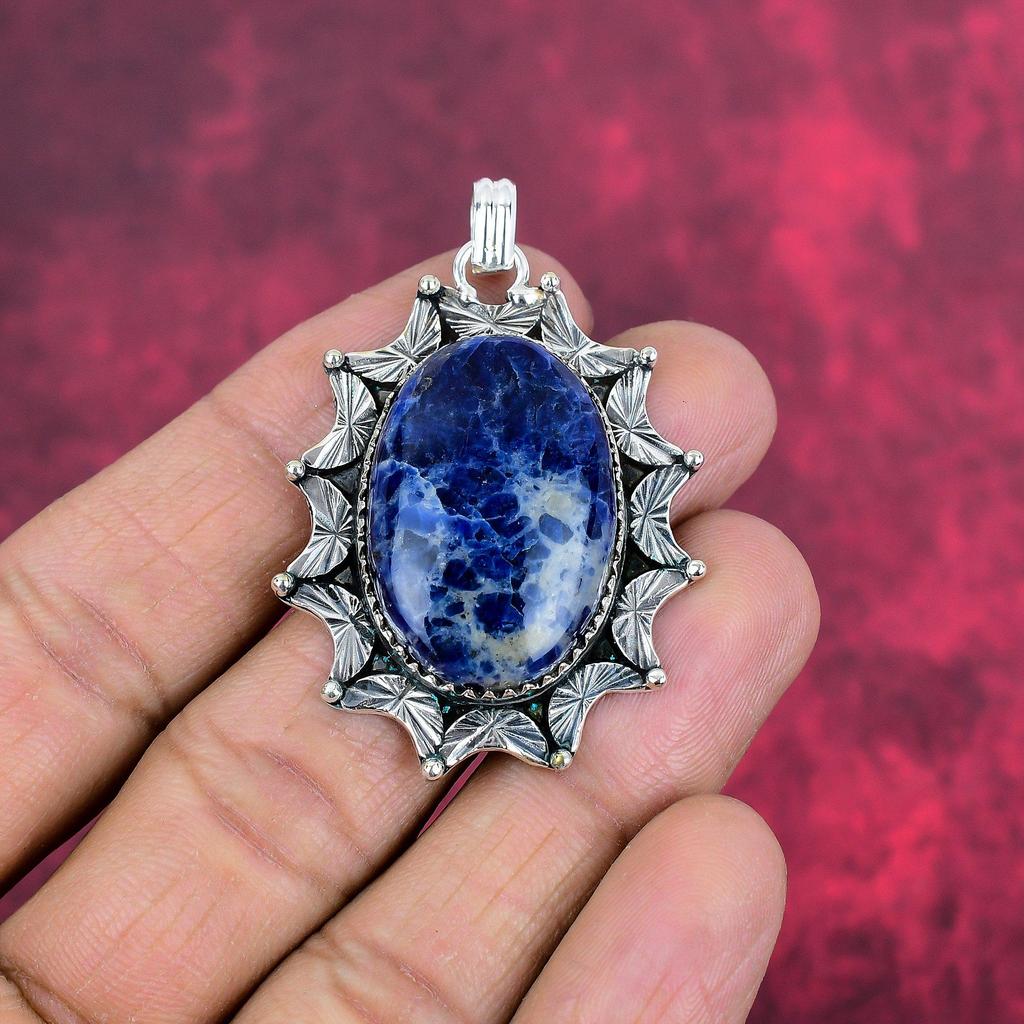 Подвеска с содалитом, драгоценный камень, 925 пробы, серебряное ювелирное украшение, ручная работа, подвеска с камнем по дате рождения, подарок для него