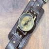 Strap Leather Steampunk Wristwatch Brass and Leather Compass Bracelet, Perfect for Wearing