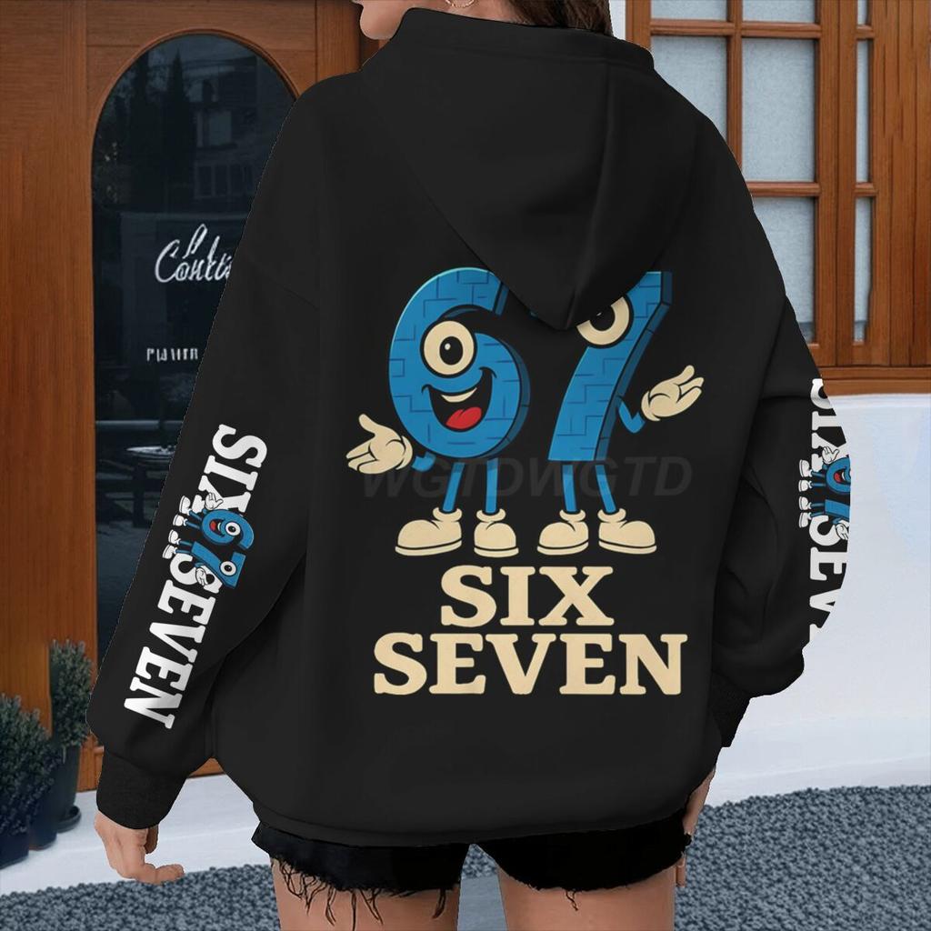 Men Women Meme Six Seven Hoodies Vintage Long Sleeve 67 Theme Streetwear Loose Six Seven Fun Couple Hoodie