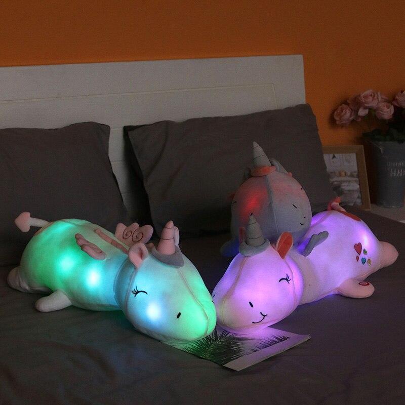 60CM Cute Glowing LED Light Unicorn Plush Toys Lovely Luminous Animal Unicorn Pillow Stuffed Dolls for Children Kids Xmas Gifts