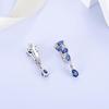 Long Dangling Clasp Silver Earrings with Natural 3.24ct Blue Kyanite Gemstones Fine Jewelry for Women Bolaijewelry