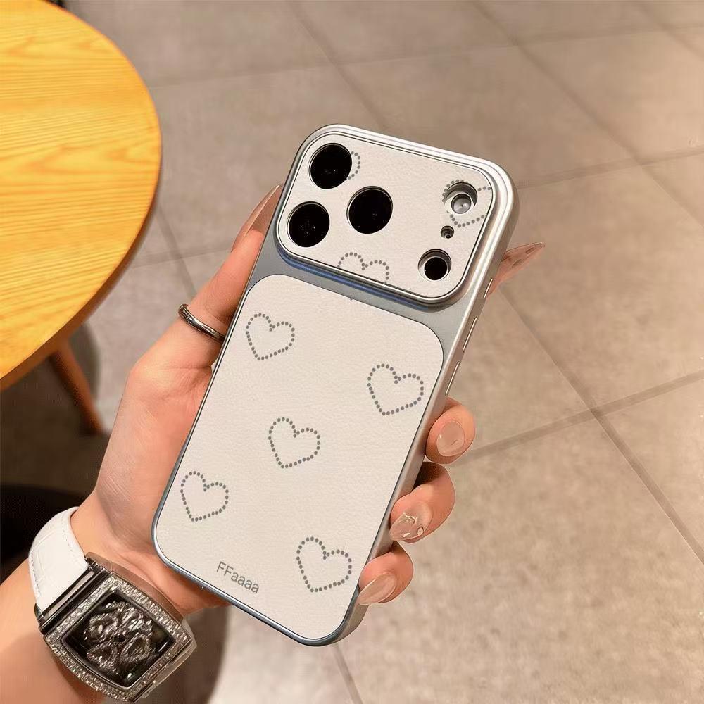 Высококачественная кожаная наклейка-сердечко для Apple 17 Pro Max, 16, 15, 14, 13 Чехлов Corning