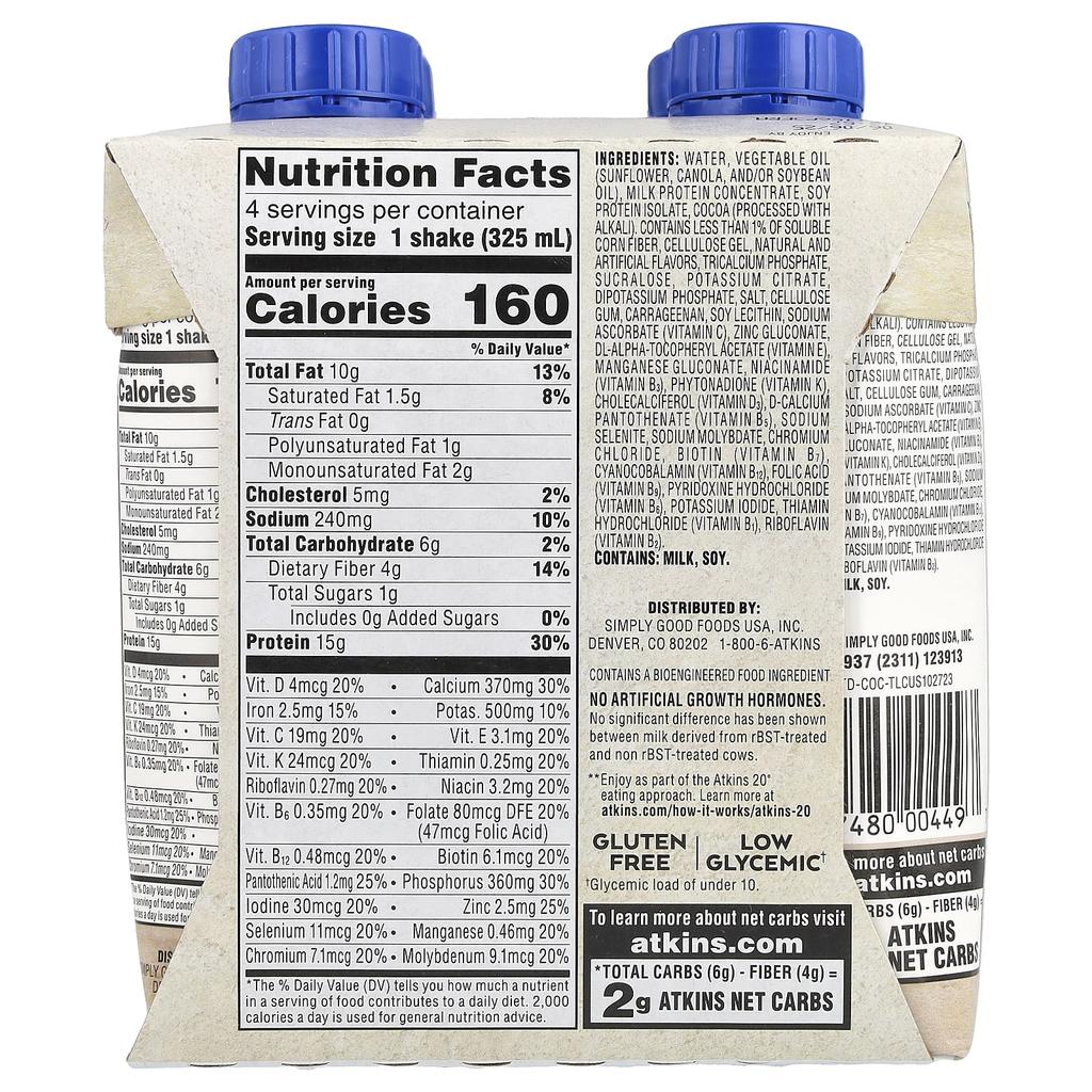 Protein Rich Shakes, Creamy Chocolate Coconut, 4 Shakes, 325Ml (11Fl Oz) Each