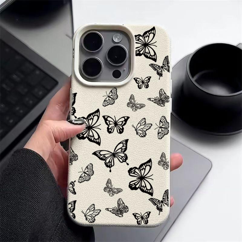Противоударный чехол для телефона с принтом черных бабочек для iPhone 16 16E 15 Pro 14 Pro Max 13 12 11, мягкий ТПУ, матовая задняя крышка с защитой от падений