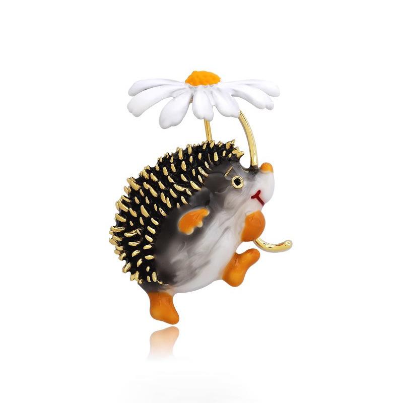 Маленькая брошь-ежик, Женская креативная эмалевая брошь с животным, Персонализированный значок для костюма
