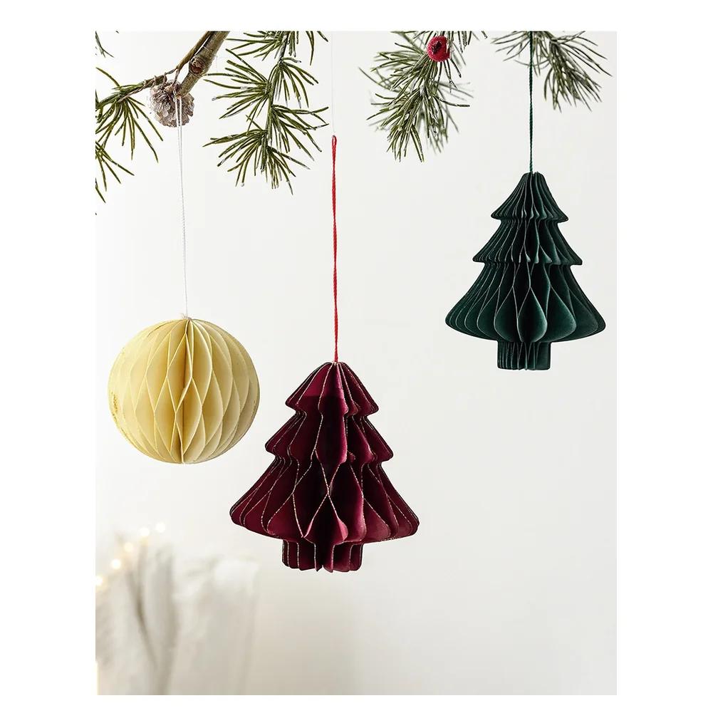 Festive Atmosphere Green Christmas Paper Ornaments Modern Tree Ornaments For Festive Decor Cheerful Decorations