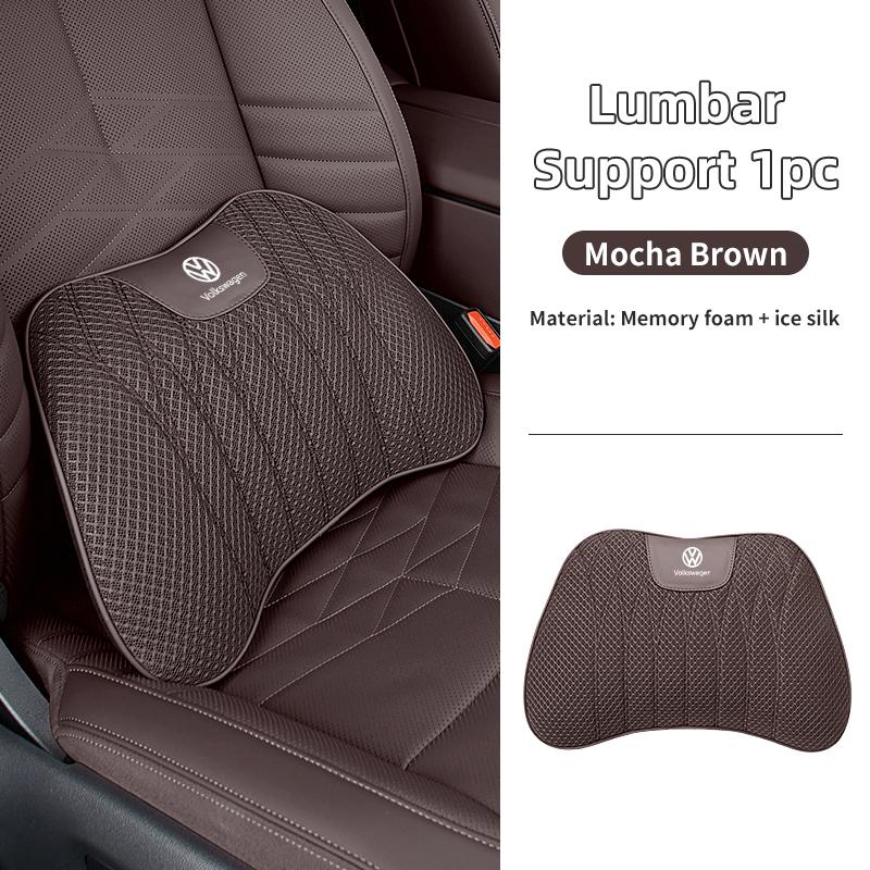 WET1 Car Headrest Lumbar Pillow Auto Neck Support Accessory For Volkswagen VW Scirocco Jetta Beetle Golf 4 5 6 Passat Polo B5