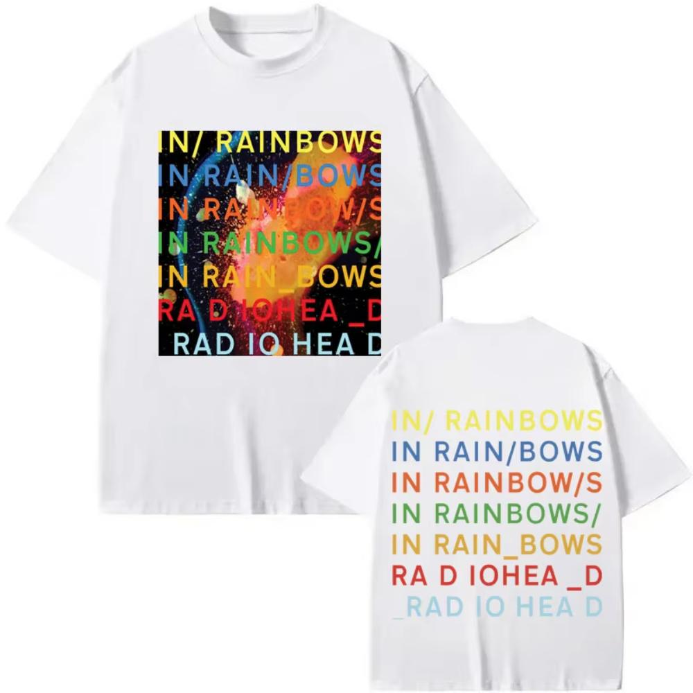 Rock Band Radiohead In Rainbows Album Merch T-shirt Men's Women Clothing Y2k Fashion T-shirt Summer Casual Loose Cotton T Shirts