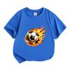 Kids Boys Girls Crew Neck Short Sleeve 100% Cotton T-shirt, Fiery Burning Soccer Ball Pattern Casual Soft Tees for Sports Enthusiast Children Daily We