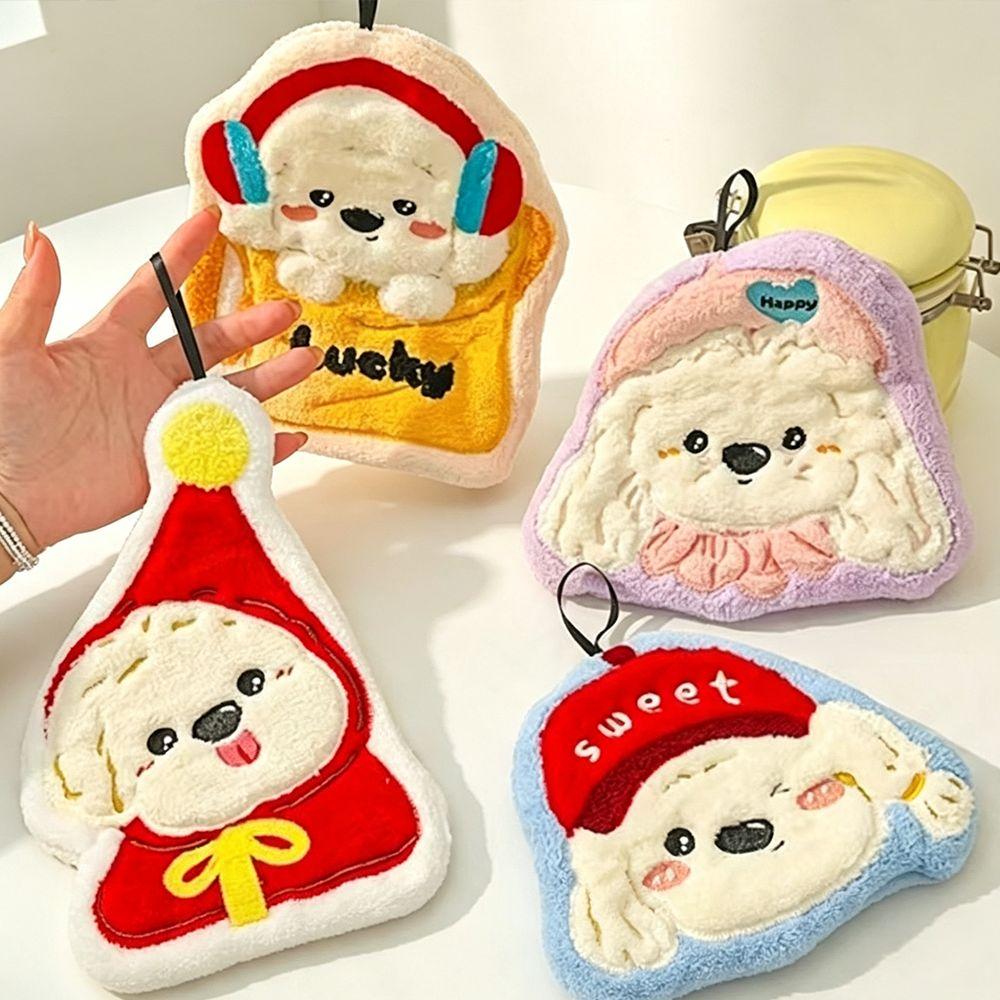 Новое Коралловое Флисовое Полотенце для Лап Щенка Впитывающее Мягкое На ощупь Подвесное Полотенце для Рук Мультяшное Полотенце для Рук Для Ванной
