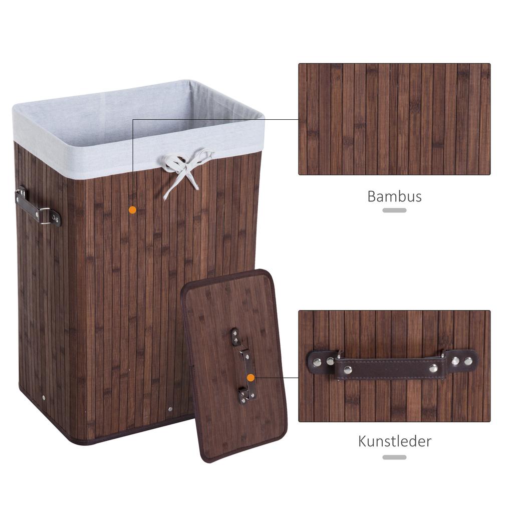 Narrow Laundry Basket with Lid 72L Laundry Hamper with Handle, Removable Laundry Bag, Laundry Box for Laundry Room Bedroom Bathroom, Dark Brown