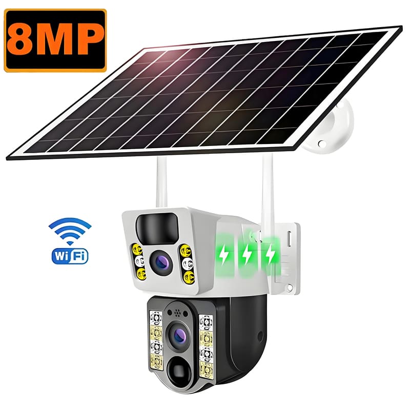 LS VISION 4G SIM Card 4K 8MP Camera Wifi Dual Lens Dual Screen PTZ Camera Auto Tracking Security Camera Outdoor CCTV Surveillance V380 Pro