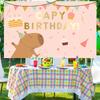A cute cartoon capybara and ice cream birthday background with "Happy Birthday!" Text a birthday celebration suitable for girls