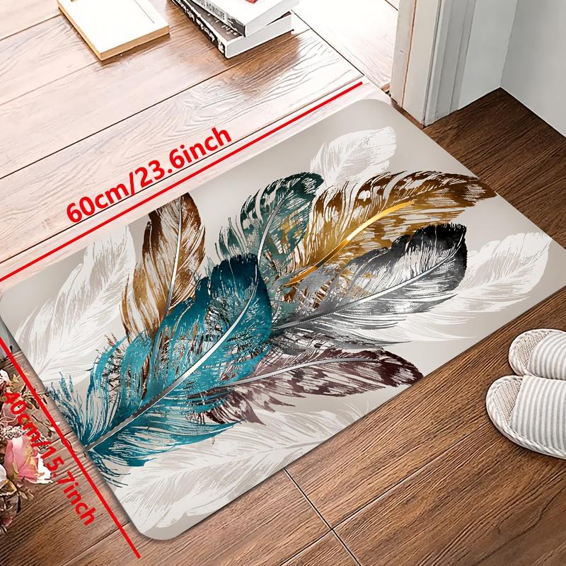 1 шт. роскошный красочный напольный коврик с рисунком перьев, мягкий противообрастающий противоскользящий водонепроницаемый коврик, для гостиной, кухни, спальни, прачечной