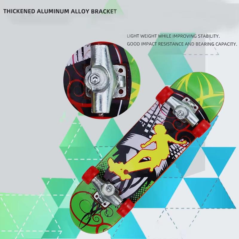 Small Finger Skateboard Professional Alloy Stand Fingerboard Plaything Cool Graffiti Finger Skate Board Novelty Toys For Kids & Adult