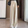 Winter Women Cotton Pants Casual Solid Woman Wide Leg Pants OL Style High Waist Female Straight Long Trousers Dropshipping