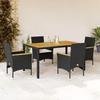 VidaXL Garden Dining Set and Cushions 5 Pcs Black Rattan Acacia, Outdoor Dining Set, Furniture of 3278629
