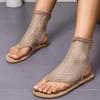 Summer New Casual Fashion Breathable Mesh Gold Women's Sandals Comfortable Open Toe Fashion Flat Shoes NO:X026
