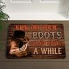 Western Boots & Hats Mat - Non-Slip Machine Washable Floor Mat Suitable for Bedroom, Living Room, Entrance