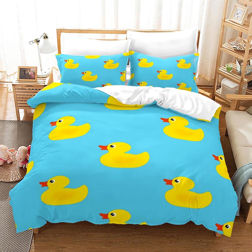 Комплект постельного белья Yellow duck Single Twin Full Queen King Size Комплект постельного белья Little duck Aldult Kid Bedroom Duvetcover Sets 3D Print 020