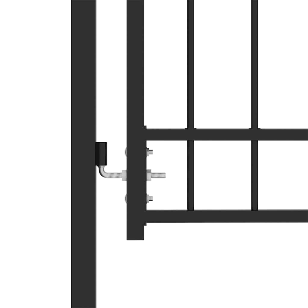 EMMEN Fence Gate with Spikes Steel 104 x 87 cm Black