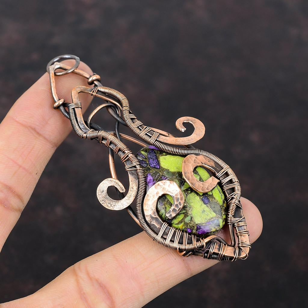 Подвеска из медного стихтита, подвеска из драгоценного камня в медной проволоке, подвеска ручной работы, подвеска из медной проволоки, ювелирное украшение в подарок для нее, подвески последнего дизайна